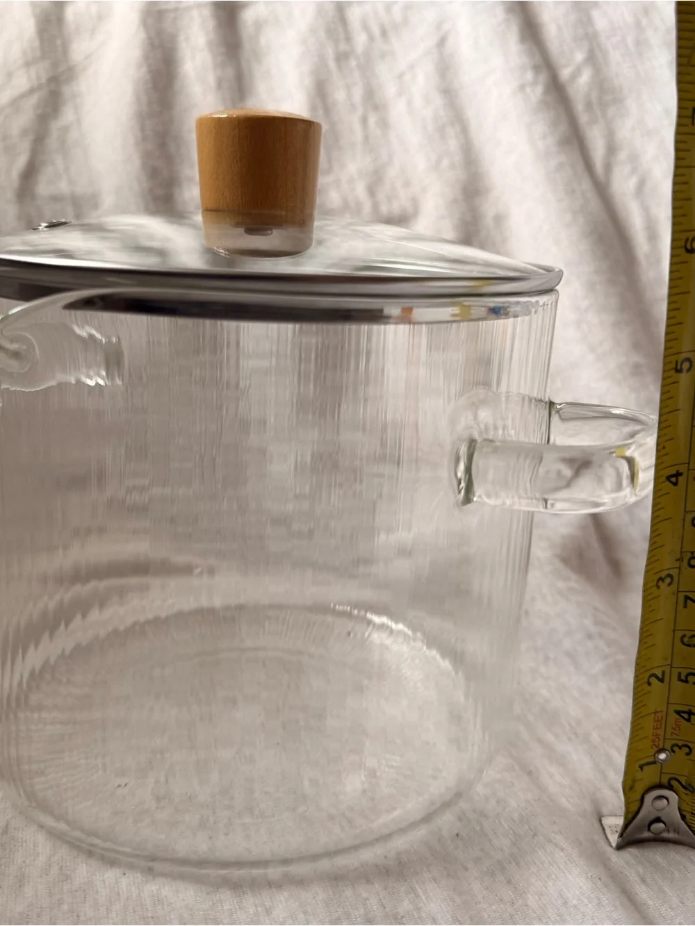 Clear Glass Cooking Pot with Bamboo Knob Lid - Clear